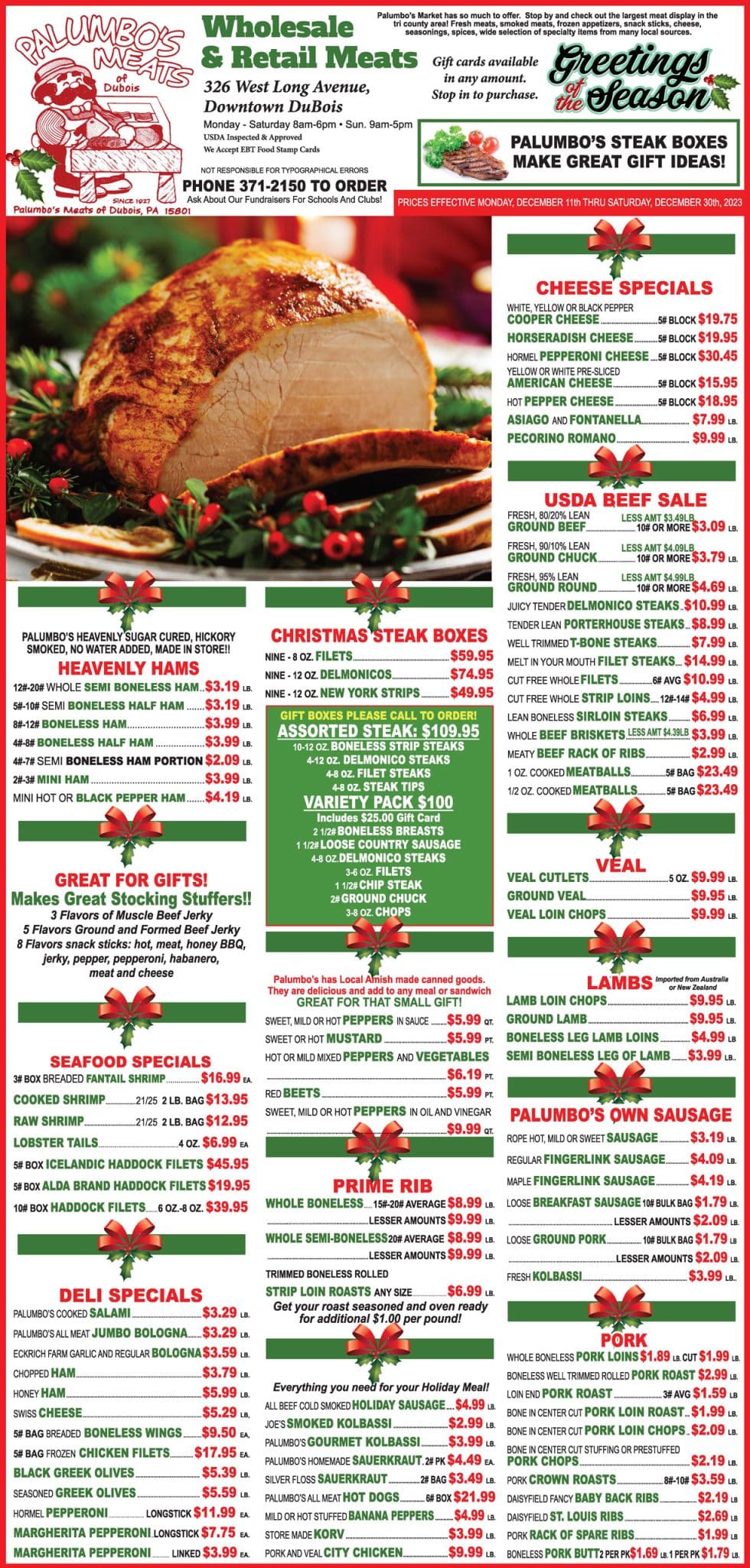 Palumbo's Meat Market Custom Meat Butcher Dubois PA